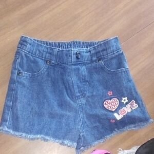 Blue Denim Shorts with Love Patch